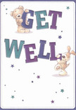 Brimming with playful optimism, this get well card captures the essence of warmth and kindness that flows through the close-knit community of St John's Wood. The illustrated bear and puppy, full of animated joy, hold and balance the bold 'GET WELL' greeting, rendered in standout indigo and teal on a soft, creamy background. Waves of scattered star motifs, twinkling in blue and purple, sweep across the card, inspiring hope and a sense of magical possibility that recalls a stroll through Blenheim Terrace lined with fresh spring blooms. The inviting softness of their fur-each brushstroke hinting at real plush texture-creates a sense of tactile comfort, reminiscent of wrapping up in a cosy throw or receiving a hand-delivered bouquet from St John's Wood Flowers. This card is more than a message; it's a gentle, supportive token that carries with it the spirit of community care and encouragement so important in times of healing, perfect for sending heartfelt wishes to loved ones throughout St John's Wood.